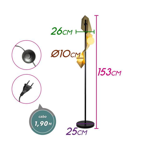 Imagem de Luminária de chão Coluna Floki p/ 3x G9 GH-007 Starlux ST2401