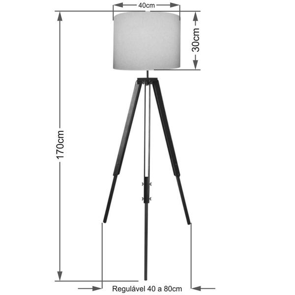 Imagem de Luminária de Chão Tripé Base Madeira Vivare Md-2018 Cúpula em Tecido 40x30cm - Bivolt