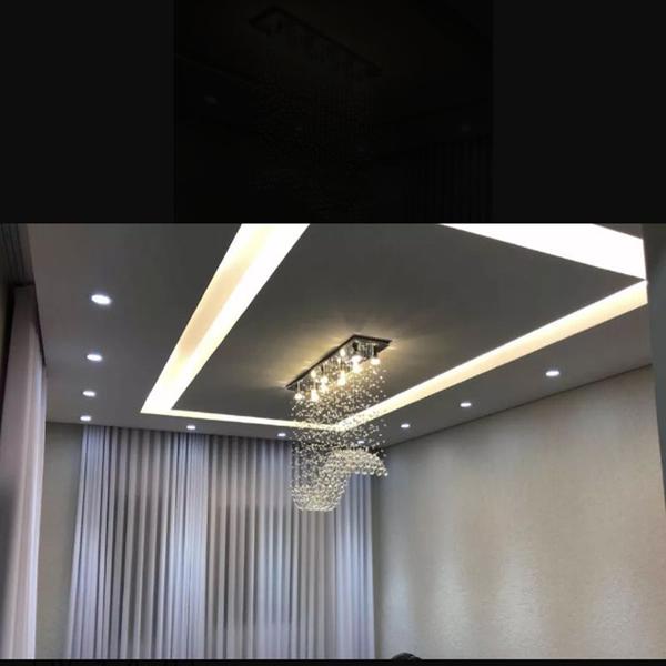 Imagem de Luminária de cristal para sala de jantar , sala de estar , base de inox polido de 1Mx20cm, cristais k9 legítimos