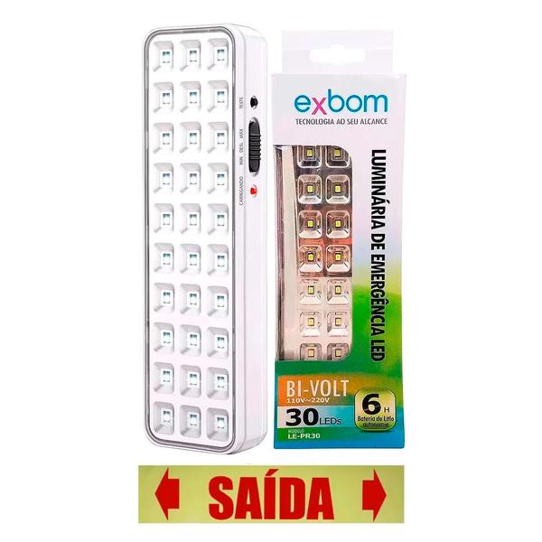 Imagem de Luminária de emergência 30 Leds Exbom LE-PR30 Bivolt