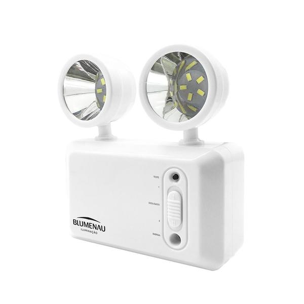 Imagem de Luminaria de Emergencia Leds 600 Lumens Bloco Autonomo 3W - Blumenau Iluminação  2 Farois - Ref. 40010624