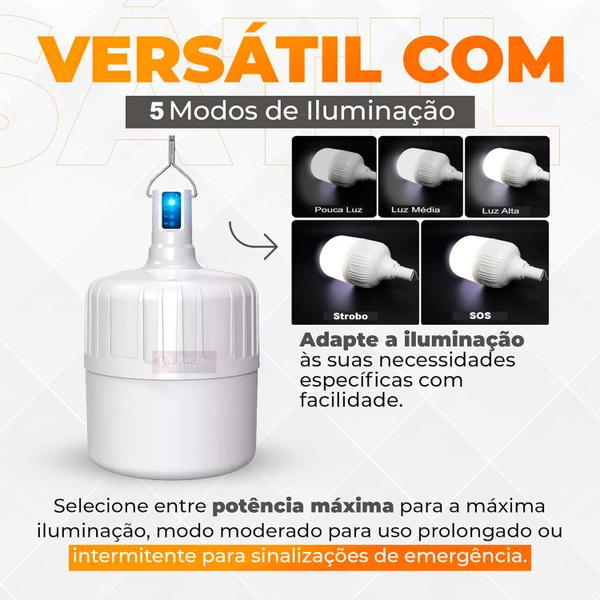 Imagem de Luminária de Emergência Recarregável 48w Lampada Bulbo Led à Prova D'água