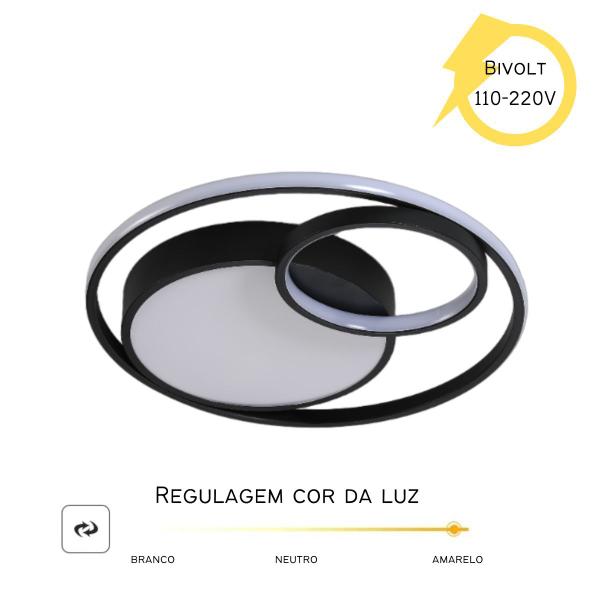 Imagem de Luminária de LED de sobrepor redonda Bivolt 31W 3 em 1 com luz central dupla