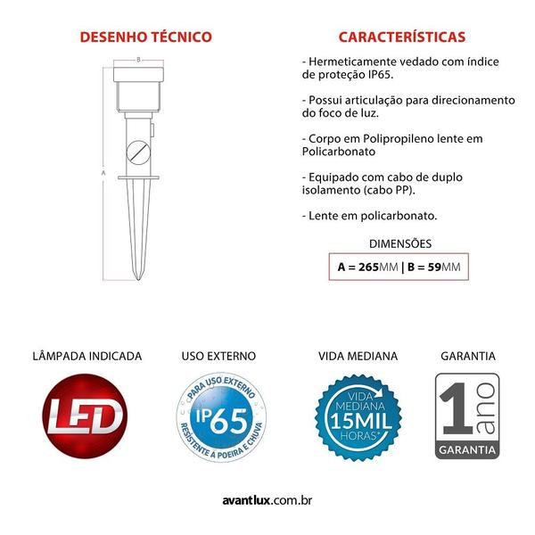 Imagem de Luminária De Led Espeto Para Jardim 5w Azul Bivolt Avant