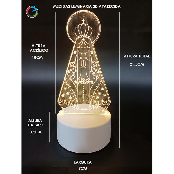 Imagem de Luminária de Mesa 3D Nossa Senhora Aparecida Led 4W 5V 3 Cores