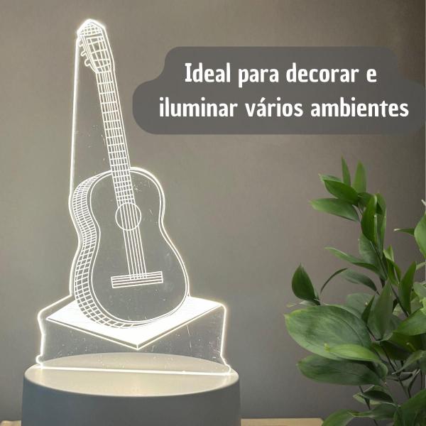 Imagem de Luminária de mesa abajour de Led 3d Violão 