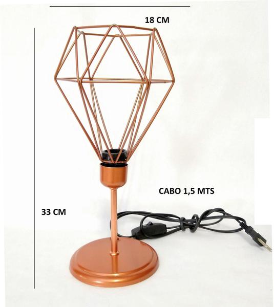 Imagem de Luminária De Mesa- Abajur Aramado Haste Cobre Total