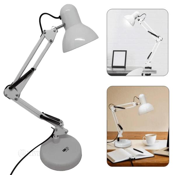 Imagem de Luminária de Mesa Abajur Articulável Com Base e Garra Iluminação Clássica LK780