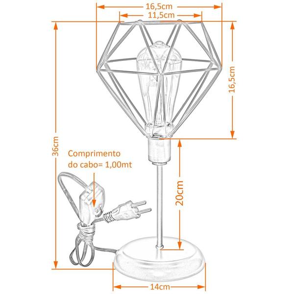 Imagem de Luminária de Mesa Abajur Clássico Aramado Diamante Dourado