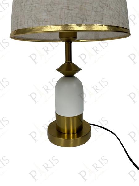 Imagem de Luminária de Mesa Abajur em Metal Dourado e Branco com Cúpula Branca 47cm 1E27 14691-PL