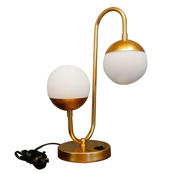 Imagem de Luminária de Mesa Abajur Jabuticaba Jennifer 2 Globos de Vidro 10cm Com Lampada Branco Quente