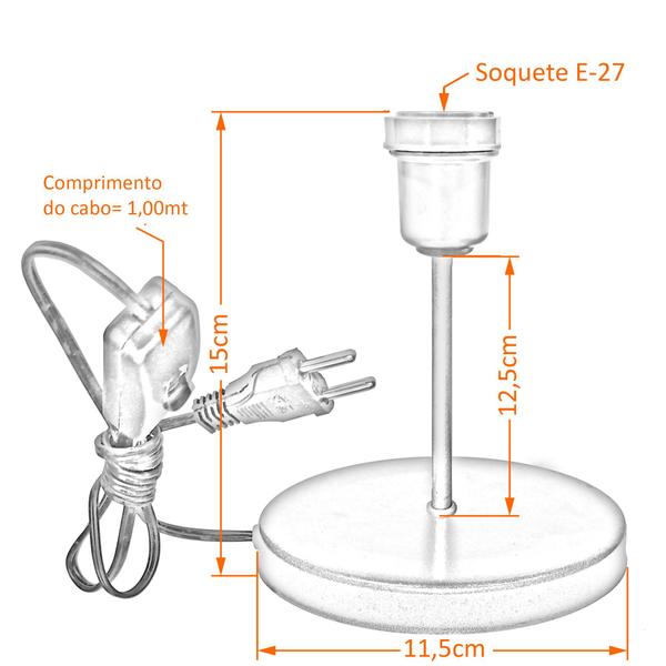 Imagem de Luminária de Mesa Abajur Mini Branco Use Lâmpada E27 LED