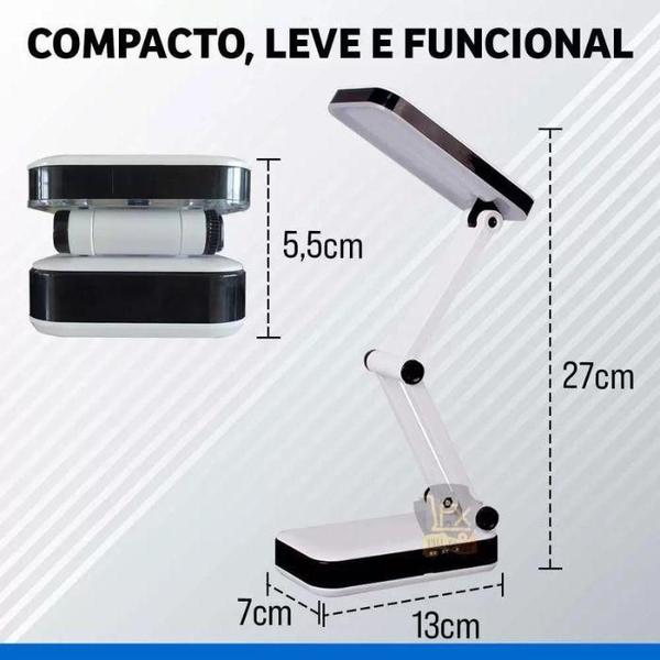 Imagem de Luminária De Mesa Articulada Abajur 24 Leds Recarregável