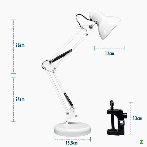 Imagem de Luminária De Mesa Articulável Quarto Trabalho C Garra + Base