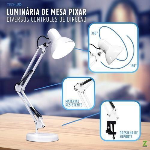 Imagem de Luminária De Mesa Articulável Quarto Trabalho C Garra + Base