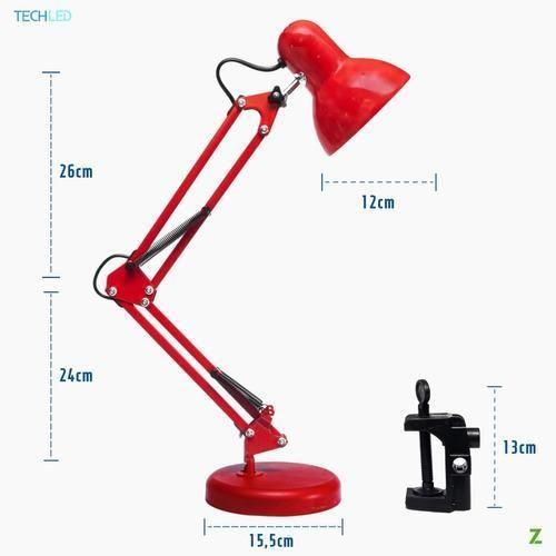 Imagem de Luminária De Mesa Articulável Quarto Trabalho C Garra + Base