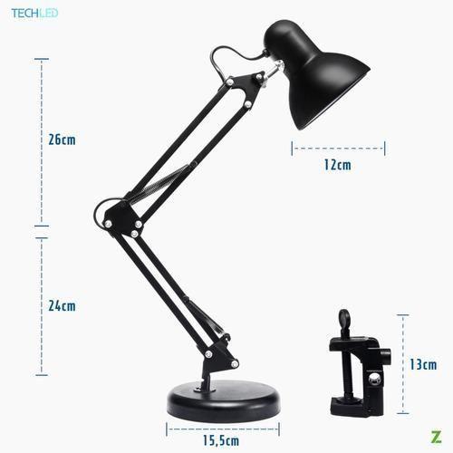 Imagem de Luminária De Mesa Articulável Quarto Trabalho C Garra + Base