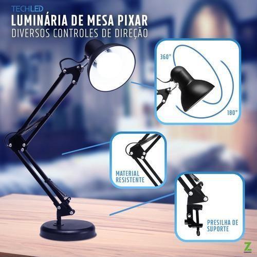 Imagem de Luminária De Mesa Articulável Quarto Trabalho C Garra + Base