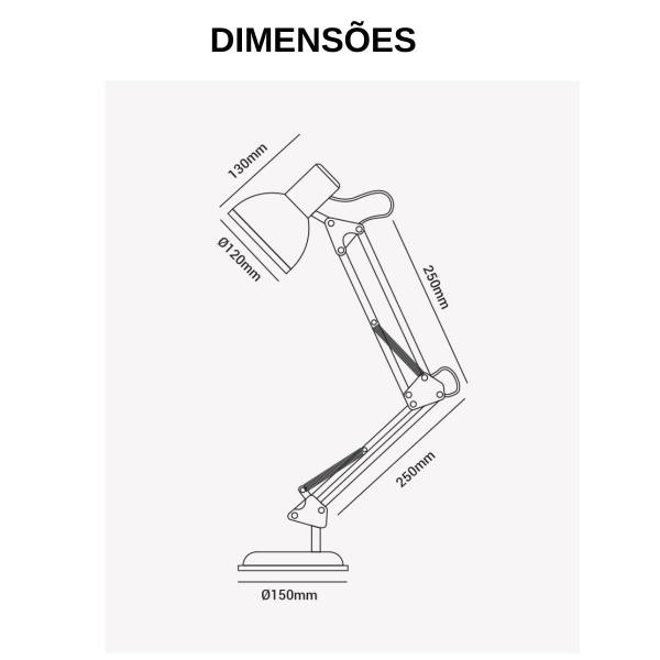 Imagem de Luminária de Mesa Classic Articulada Opus Com Lâmpada Base Giratória / Base de Fixação