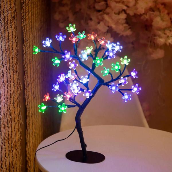 Imagem de Luminária de Mesa com Flor de Cerejeira 17 Polegadas - 40 LEDs - USB - Bonsai Artificial