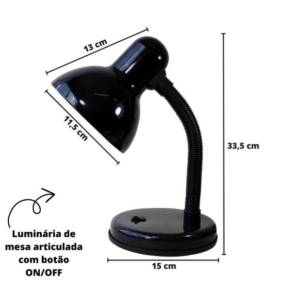 Imagem de Luminária de mesa de metal com base de apoio 33,5cm