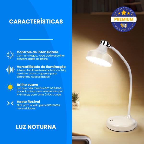 Imagem de Luminária De Mesa Escritório Quarto Clássica Para mesa de cabeceira