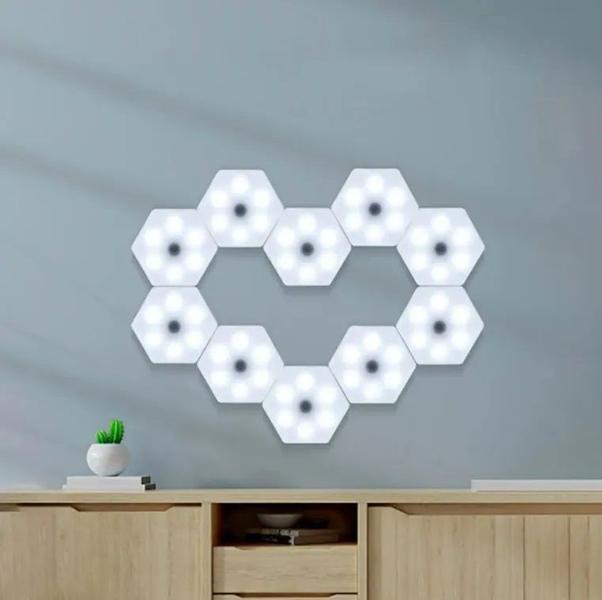 Imagem de Luminaria de Mesa Hexagonal Parede Com Controle Spot Led 5W 3 Luminaria Iluminaçao Decoraçao Luz Branco Frio