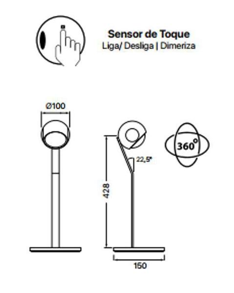 Imagem de Luminária De Mesa Íris Luz Quente Dimerizável