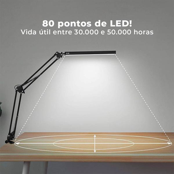 Luminária de Mesa LED Articulada com Clip - ANIMO SHOP Imagem de Luminária de Mesa LED Articulada com Clip