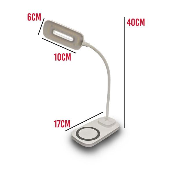 Imagem de Luminaria de mesa Led Articulavel 3 cores Carregamento sem fio induçao Celular Touch