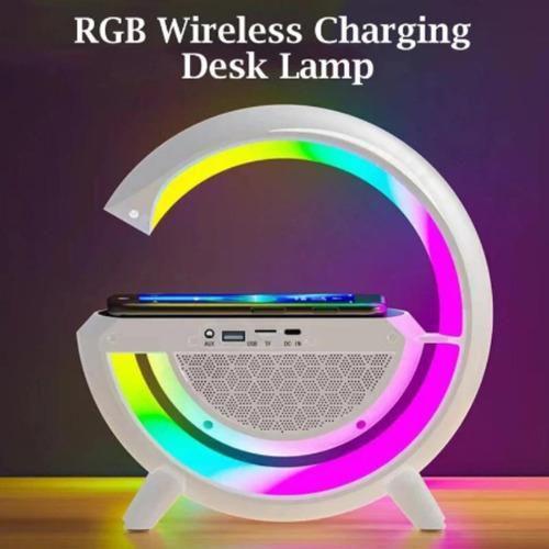 Luminária De Mesa Led Com Relógio , Som , Carregador , Luzes - Shopbr Imagem de Luminária De Mesa Led Com Relógio , Som , Carregador , Luzes