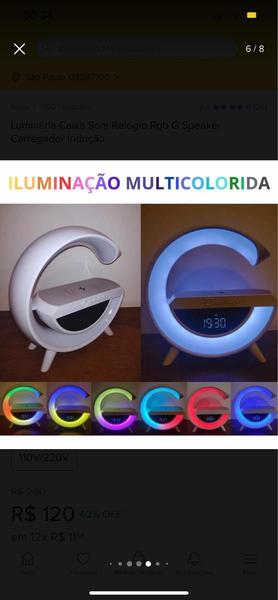 Luminária De Mesa Led Com Relógio , Som , Carregador , Luzes - Shopbr Imagem de Luminária De Mesa Led Com Relógio , Som , Carregador , Luzes