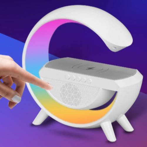 Luminária De Mesa Led Com Relógio , Som , Carregador , Luzes - Shopbr Imagem de Luminária De Mesa Led Com Relógio , Som , Carregador , Luzes