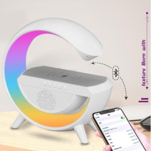 Luminária De Mesa Led Com Relógio , Som , Carregador , Luzes - Shopbr Imagem de Luminária De Mesa Led Com Relógio , Som , Carregador , Luzes