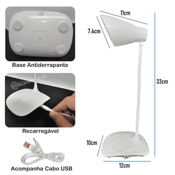 Imagem de Luminária De Mesa Led Flexível 3 Níveis Luz Touch Possui Função Touch TB0794