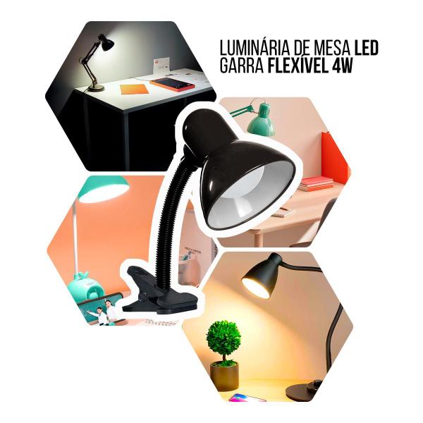 Imagem de Luminária De Mesa Led Garra Flexível 4w Preta