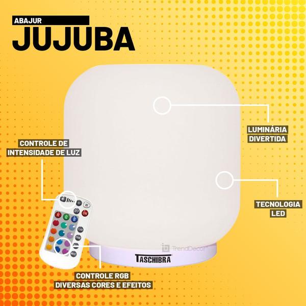 Imagem de Luminária de Mesa LED Taschibra Jujuba Abajur RGB 8W com Controle Remoto