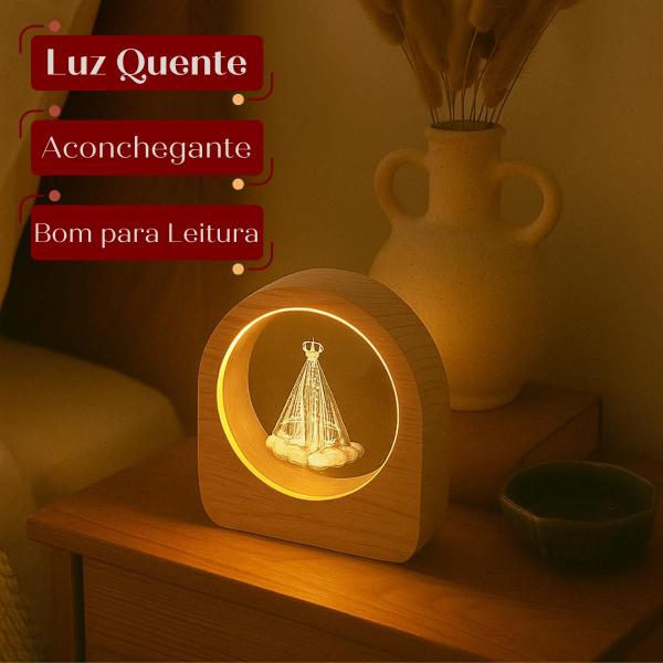 Luminária de Mesa Nossa Senhora Aparecida 3D LED bola Abajour