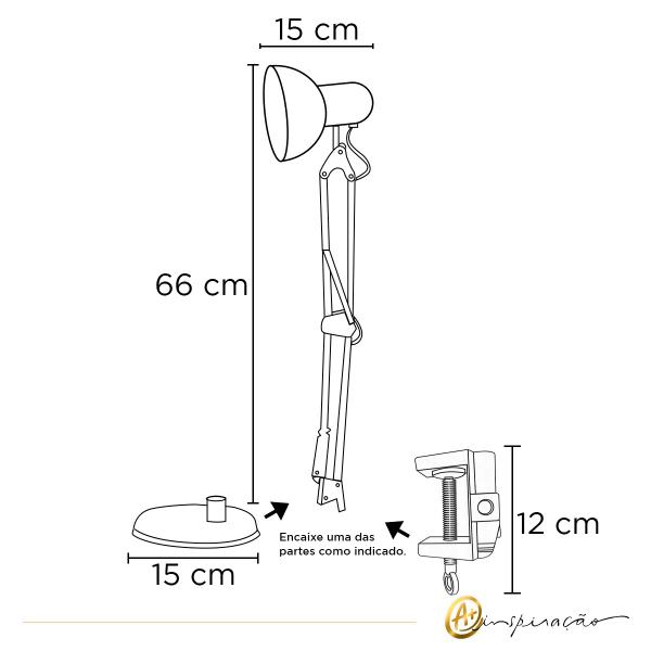 Imagem de Luminária De Mesa Pixar Articulável Com Base E27