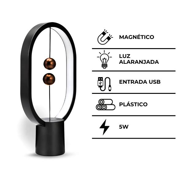 Imagem de Luminária de Mesa Preta Branco Quente USB Sem Interruptor