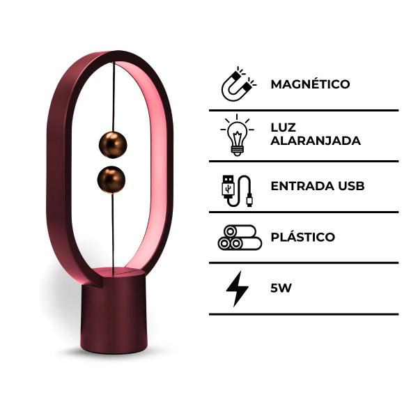 Imagem de Luminária de Mesa Rosa Led Magnética Flutuante Branco Quente