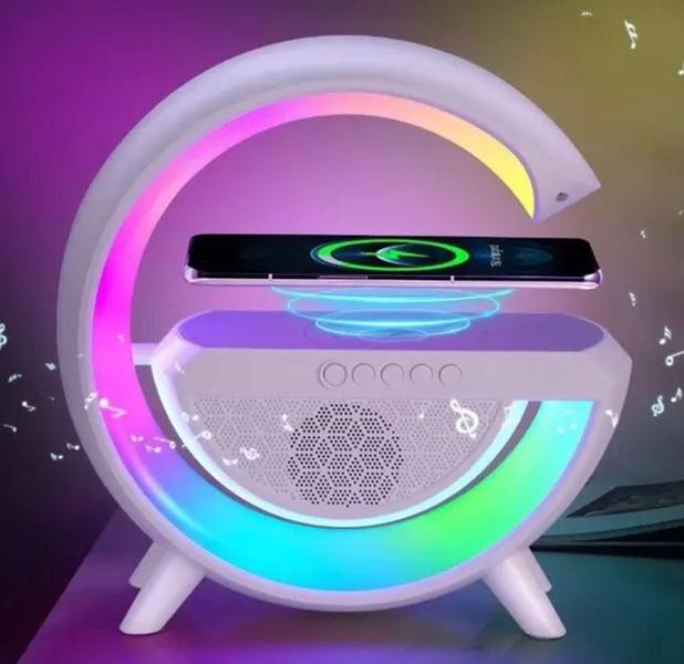 Imagem de Luminária De Mesa Som Estéreo e Bluetooth rádio Speaker Wireless Carregador por Indução