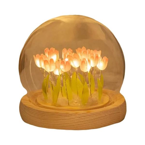 Imagem de Luminária de Mesa Tulipa LED Artesanal - Abajur para Quarto e Decoração