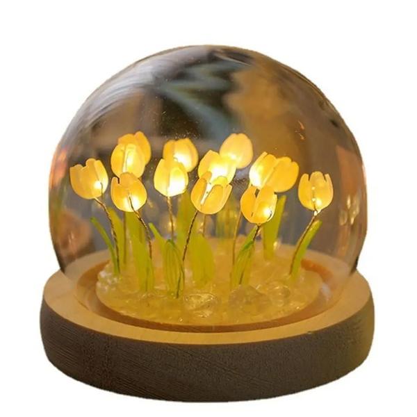 Imagem de Luminária de Mesa Tulipa LED Artesanal - Abajur para Quarto e Decoração