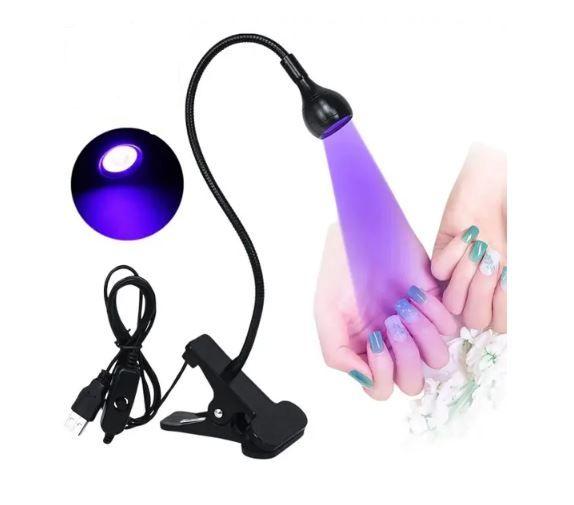 Imagem de Luminária de Mesa UV LED Mini Cabine Portatil Usb  Com Garra Secagem Gel Mesa Unhas Nail