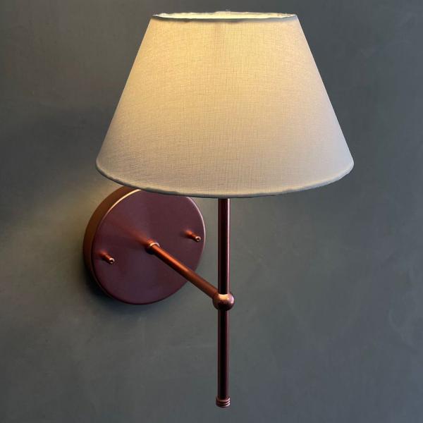 Luminaria de Parede Cabiceira Cama em Aluminio + Cúpula Tecido algodão E27 Bivolt - TANGERINA MCA Imagem de Luminaria de Parede Cabiceira Cama em Aluminio + Cúpula Tecido algodão E27 Bivolt