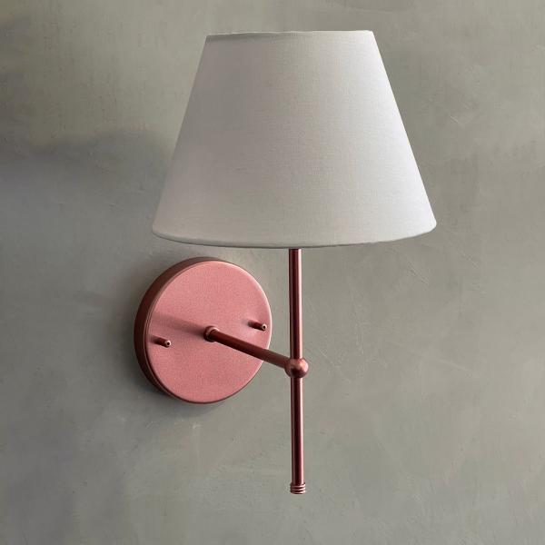 Luminaria de Parede Cabiceira Cama em Aluminio + Cúpula Tecido algodão E27 Bivolt - TANGERINA MCA Imagem de Luminaria de Parede Cabiceira Cama em Aluminio + Cúpula Tecido algodão E27 Bivolt