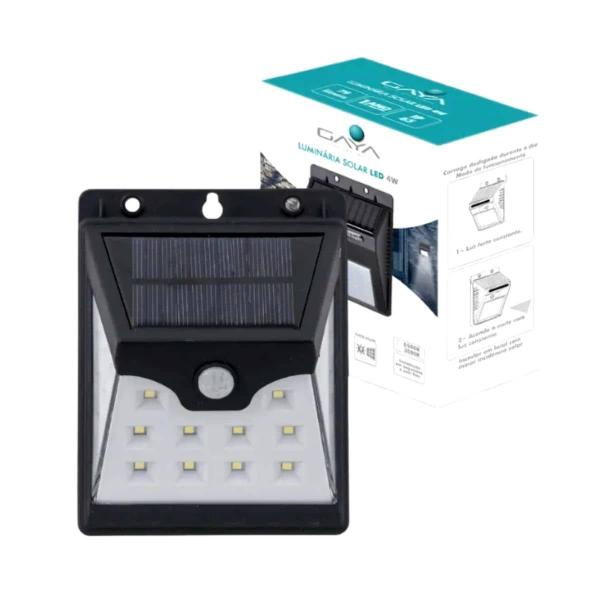 Imagem de Luminaria de parede led 4w solar com sensor branco frio - gaya