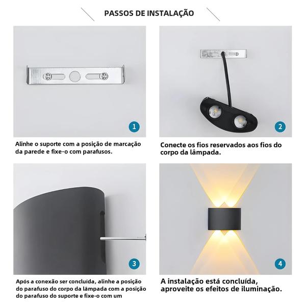 Imagem de Luminária de Parede LED Moderna - Interna e Externa - 2W a 10W - Branca e Preta