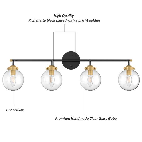 Imagem de Luminária de parede Ralbay Rustic Industrial 4 Light Bathroom